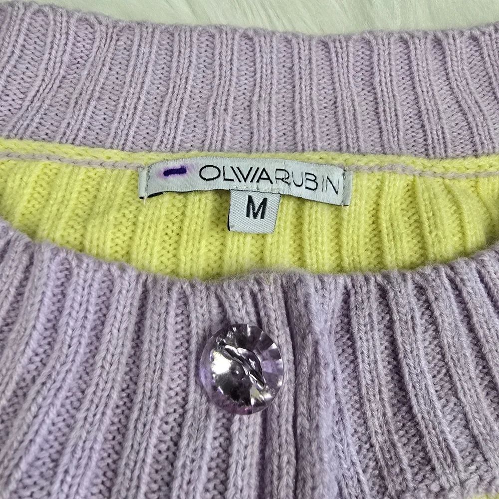 Olivia Rubin RARE Dee Striped Knitted Cardigan Jewel Button Medium